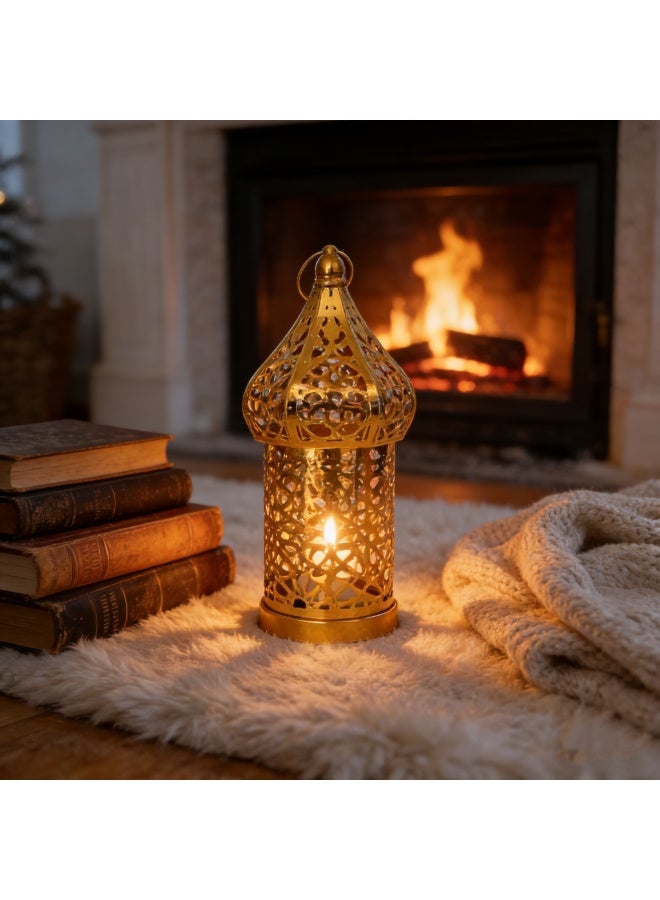 Luxury Golden Moroccan Lantern – Intricate Openwork Metal Lamp for Ramadan Decor, Eid Celebrations, Wedding Centerpieces & Home Ambience（YB-22-S） - Image 5